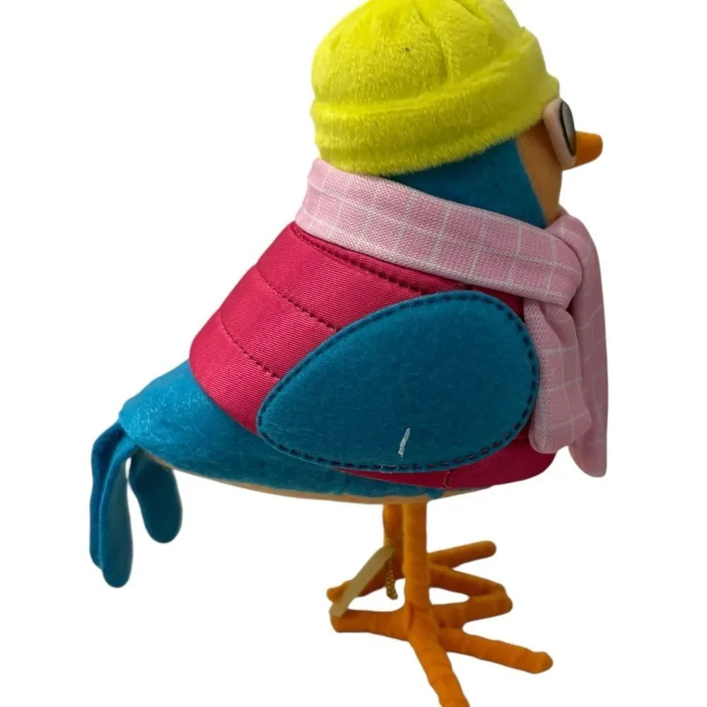 Vibrant Holiday Spritz Bird with Yellow Hat and‎ Pink Scarf